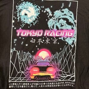 2 Monkeys T-Shirt Mens Size 2XL Black Tokyo Racing Vaporwave Graphic JDM